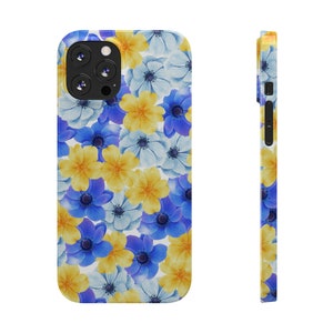 Blue and Yellow Flowers iPhone 12 Phone Cases image 1