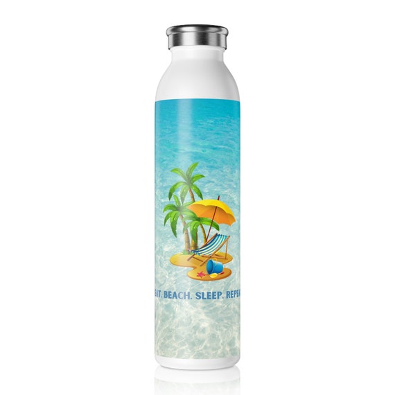 Eat. Beach. Sleep. Repeat. Slim Water Bottle