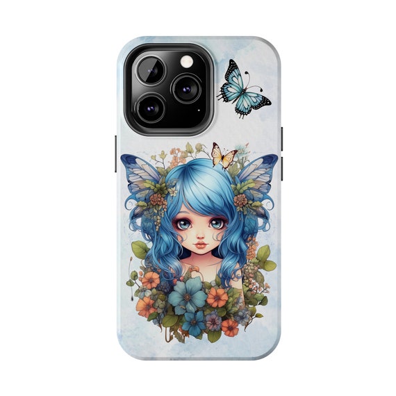 Blue Fairy iPhone 13 Cases, Pretty Blue Fairycore fairy in beautiful Flowercore colors