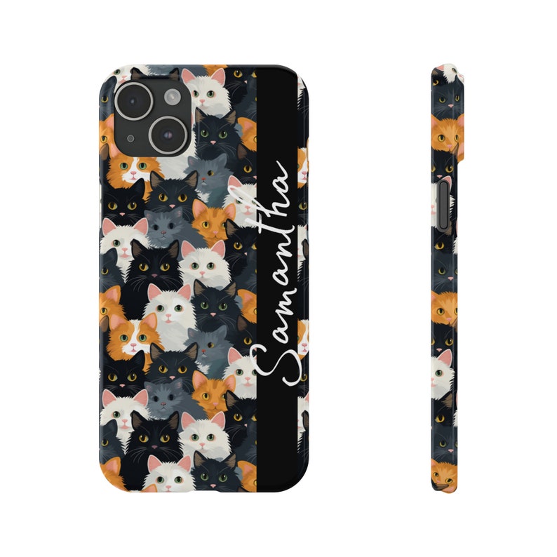 Personalized Cute cats iPhone 15 Phone Cases. These cats and kittens are the Perfect custom gift for your favorite cat lover image 3