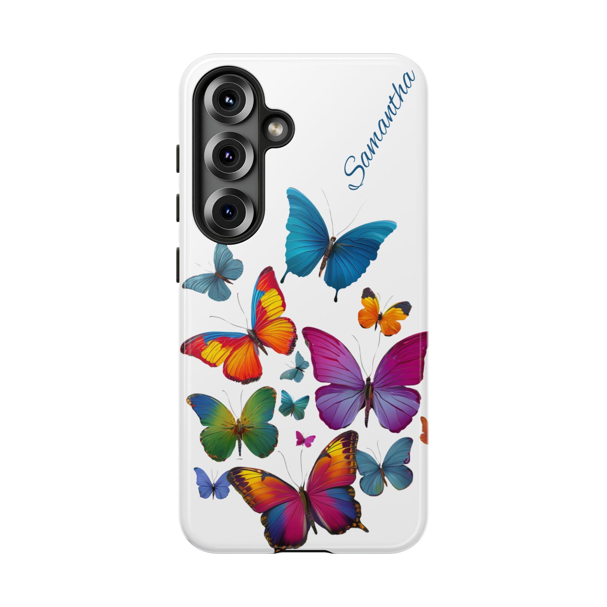 Personalized Watercolor Butterflies Samsung Galaxy S25, S24, S23, S22, S21 phone case. Optional Customization for friends - anyone!