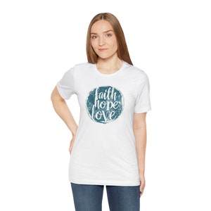 Retro Faith Hope Love Shirt, This is the perfect gift for your Christian friend, wife, daughter or teacher Christian Woman White