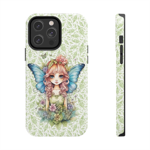 Fairy with Blue Wings iPhone 14 Cases, Pretty Fairycore fairy in beautiful Flowercore colors