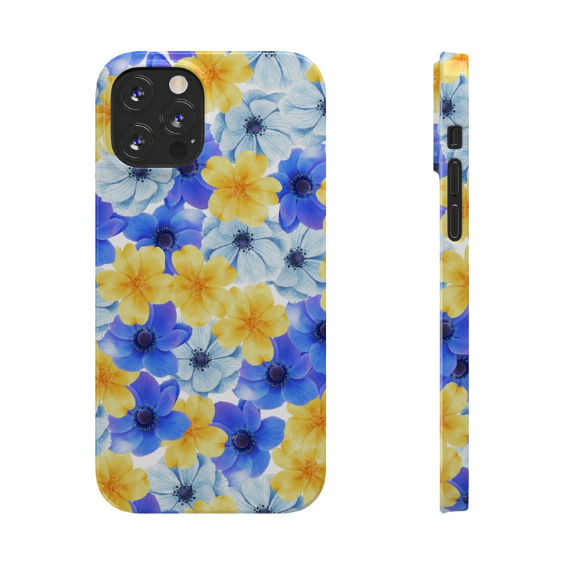 Blue and Yellow Flowers iPhone 12 Phone Cases image 5