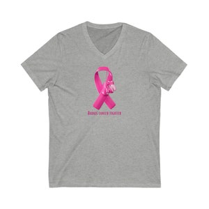 Badass Breast Cancer Fighter V-Neck T-shirt, combattant du cancer, guerrier du cancer, encouragement contre le cancer, chemise cadeau contre le cancer, encouragement contre le cancer Athletic Heather