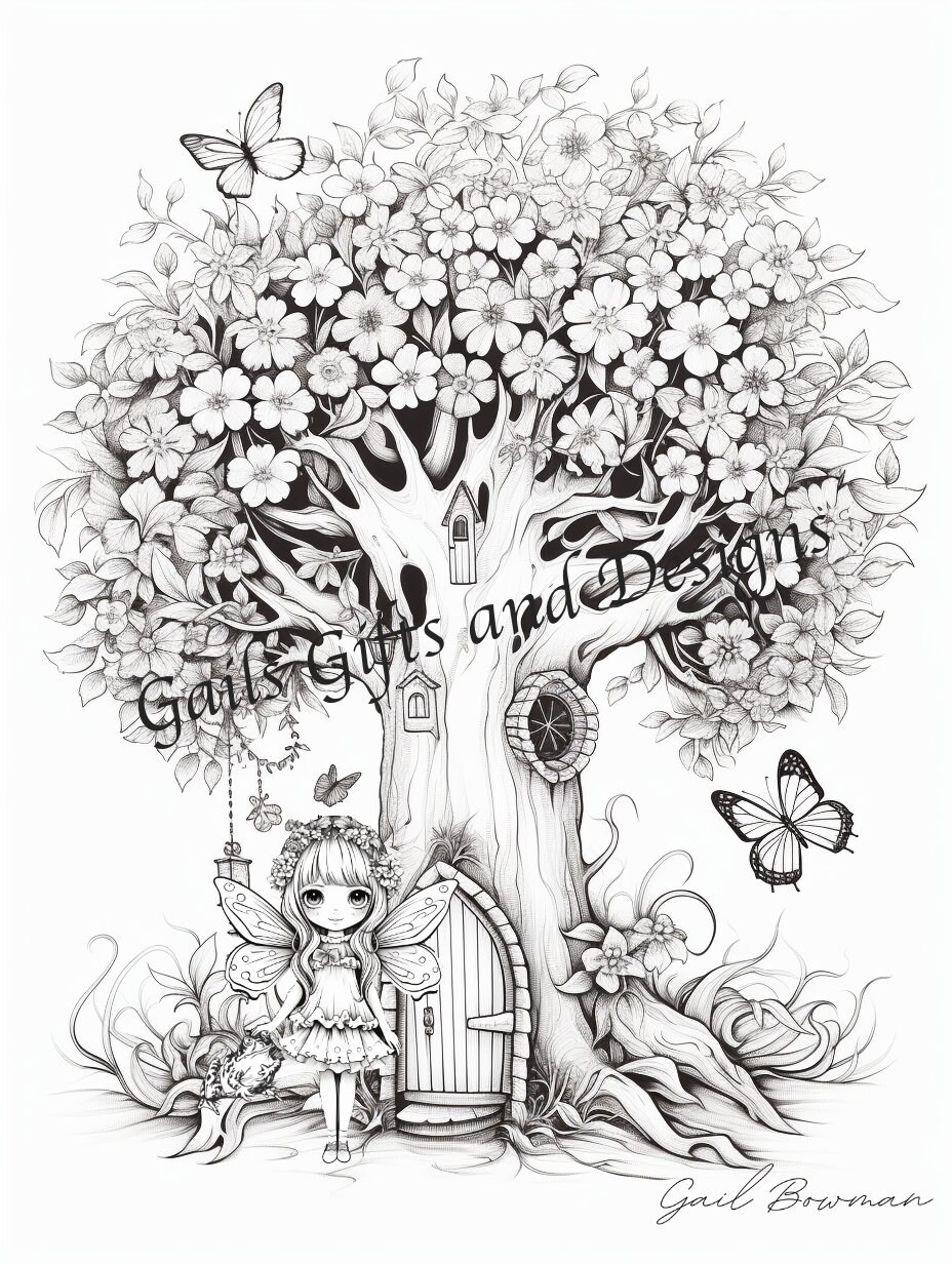 Fairies Book of 5 Coloring Pages for Adults Downloadable File Book Five, Amazing Fairycore Fairy ...