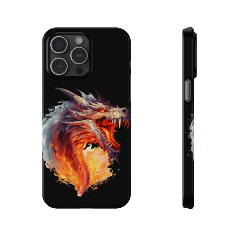 Angry Dragon iPhone 15 Phone Cases, Knightcore, medieval, Fantasy, Flying Dragon image 1