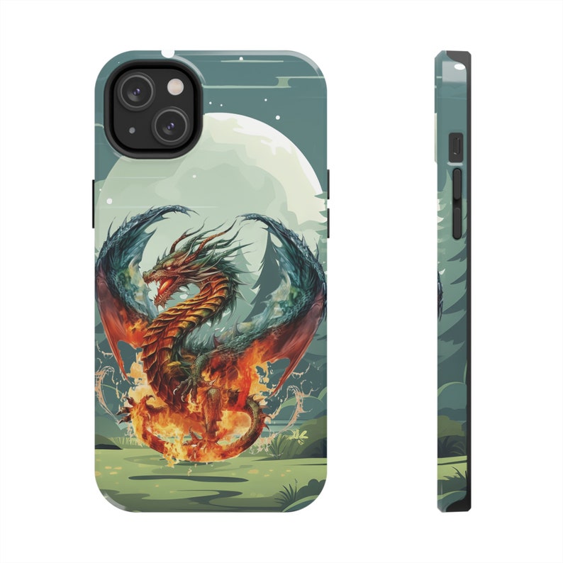 Fiery Dragon iPhone 14 Cases, Knightcore, medieval, Fantasy, Flying Dragon image 5