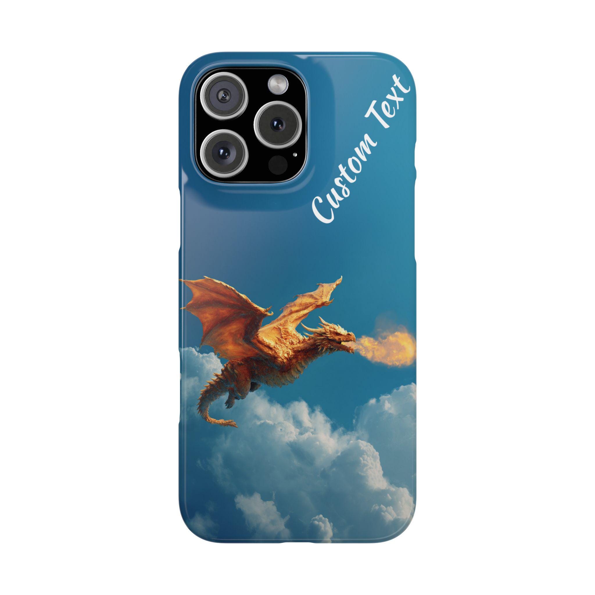 Angry Dragon Personalized iPhone 16, iPhone 15, iPhone 14, iPhone 13, iPhone 12 Phone Cases with Optional Personalization, Fiery Dragon