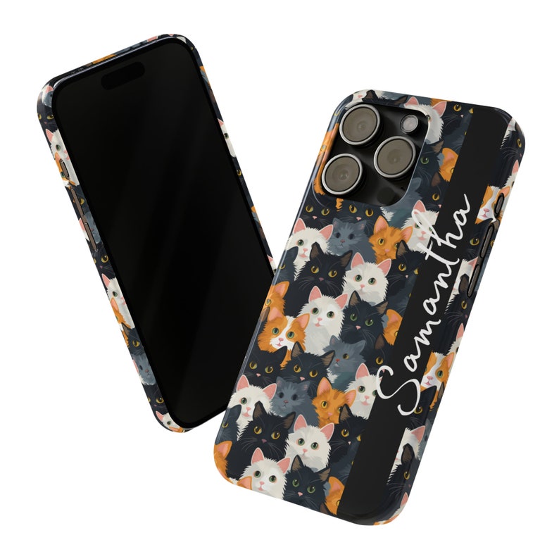 Personalized Cute cats iPhone 15 Phone Cases. These cats and kittens are the Perfect custom gift for your favorite cat lover image 5