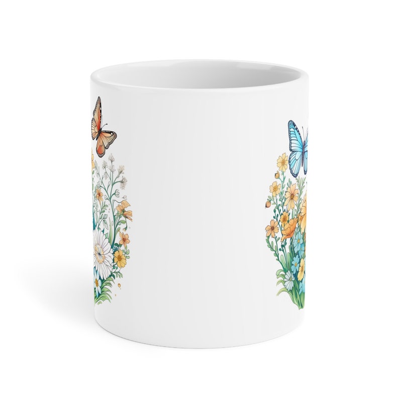 Wildflowers and Butterflies Coffee cup 15/20 oz. Amazing flowers in beautiful Flowercore colors image 2