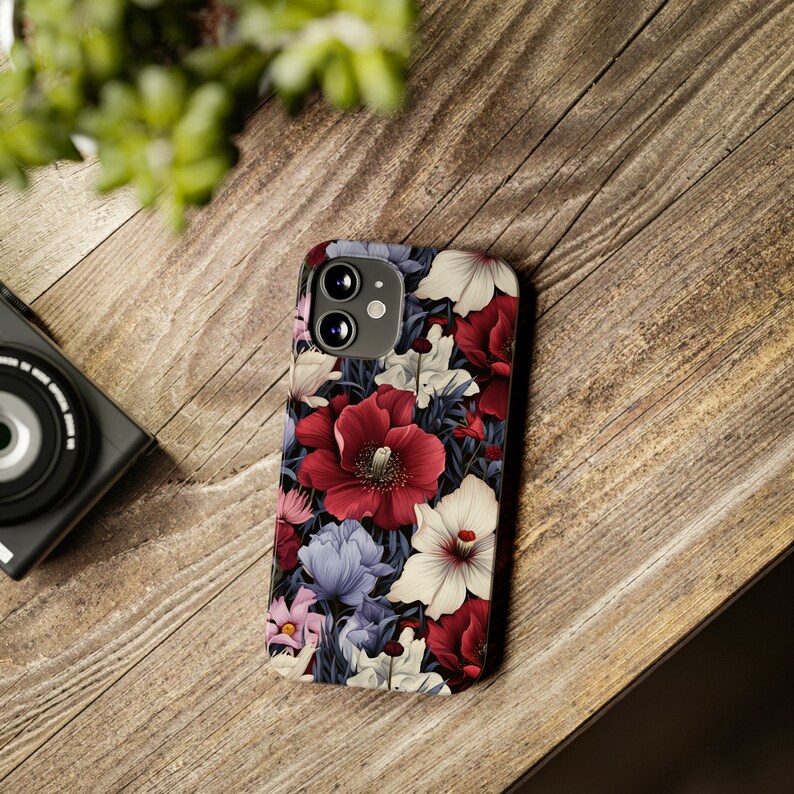 Red and Blue Flowers iPhone 12 Phone Cases image 4