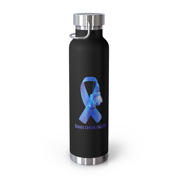 Badass Prostate Cancer Fighter Copper Vacuum Insulated Bottle, 22oz, cancer fighter, cancer warrior, cancer encouragement, cancer gift