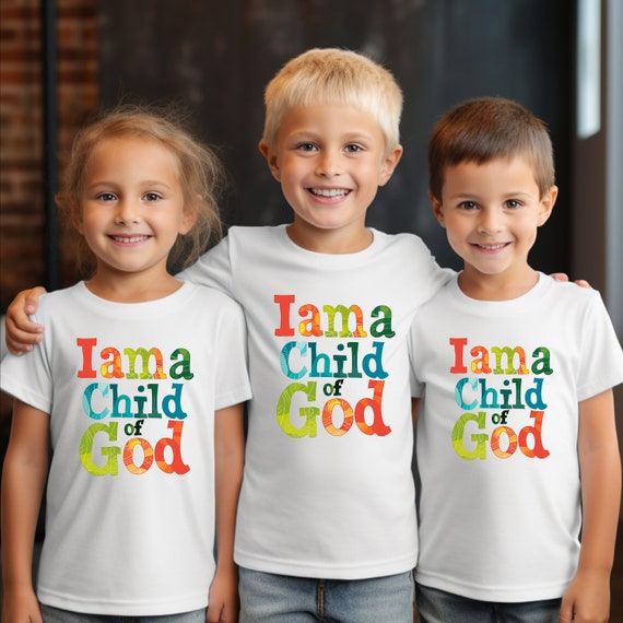 Retro I am a Child of God Kids Heavy Cotton Shirt. Colorful Retro design I am a Child of God T-Shirt