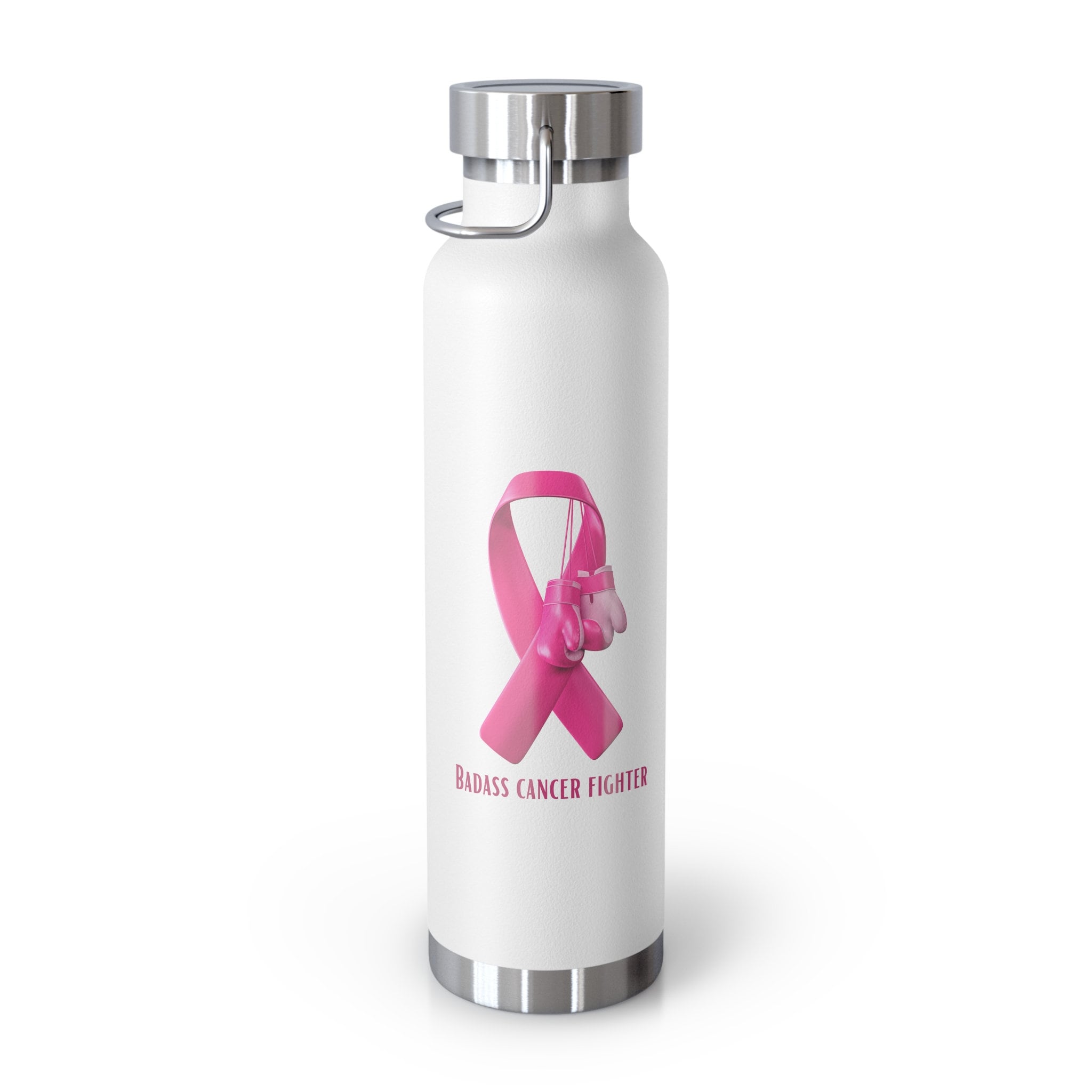 Badass Breast Cancer Fighter Copper Vacuum Insulated Bottle, 22oz, cancer fighter, cancer warrior, cancer encouragement, cancer gift