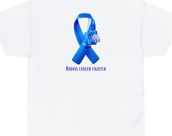Badass Prostate Cancer Fighter shirt. Cancer fighter tshirt, prostate cancer shirt, prostate cancer warrior, blue cancer ribbon