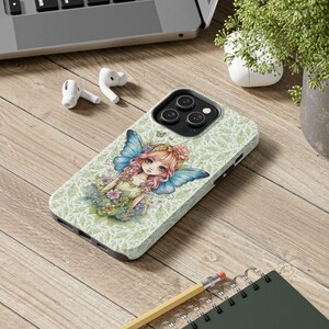 Fairy with Blue Wings iPhone 14 Cases, Pretty Fairycore fairy in beautiful Flowercore colors image 2