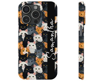 Personalized Cute cats iPhone 15 Phone Cases. These cats and kittens are the Perfect custom gift for your favorite cat lover!