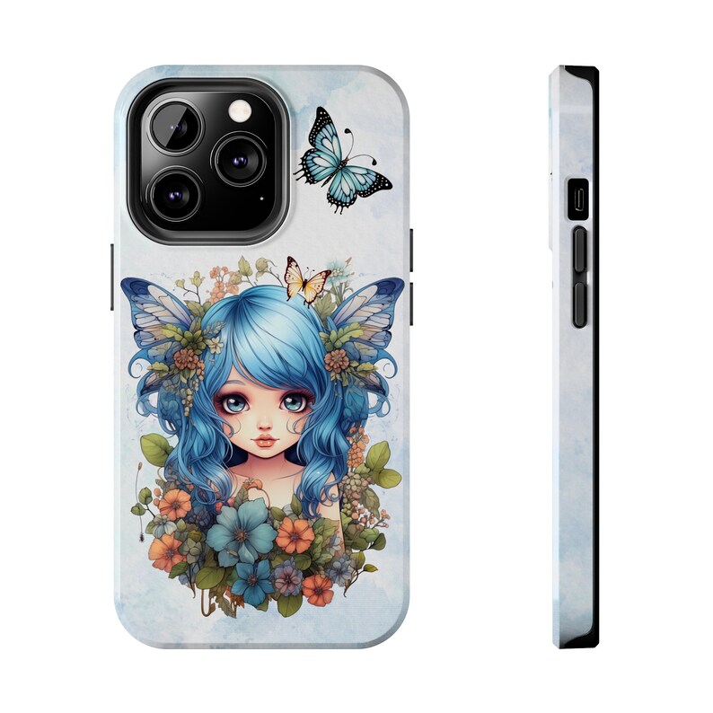 Blue Fairy iPhone 13 Cases, Pretty Blue Fairycore fairy in beautiful Flowercore colors image 2