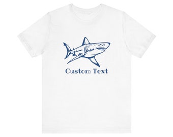 Custom Text Great White Shark T-Shirt print on the front, Shark Shirt, Great White Shark Shirt, Shark Gift, Great White Shark Drawing