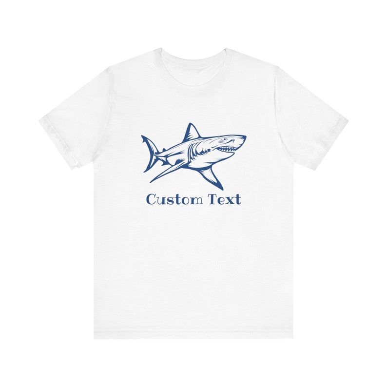 Custom Text Great White Shark T-Shirt print on the front, Shark Shirt, Great White Shark Shirt, Shark Gift, Great White Shark Drawing image 1