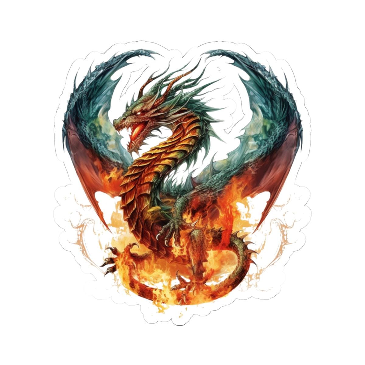 Dragon Sticker with Transparent or White edges,  Knightcore, medieval, Fantasy, Flying Dragon
