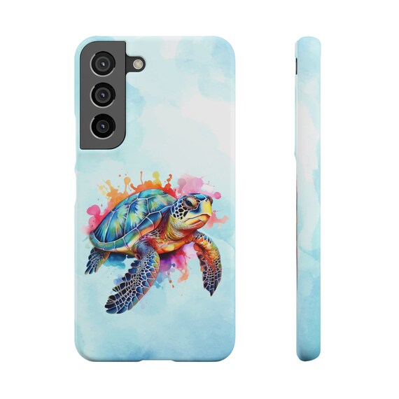 Sea Turtle Samsung Galaxy S21, S22, S23 Phone Cases. Colorful watercolor sea turtle, save the turtles, sea turtle lover, sea turtle Samsung