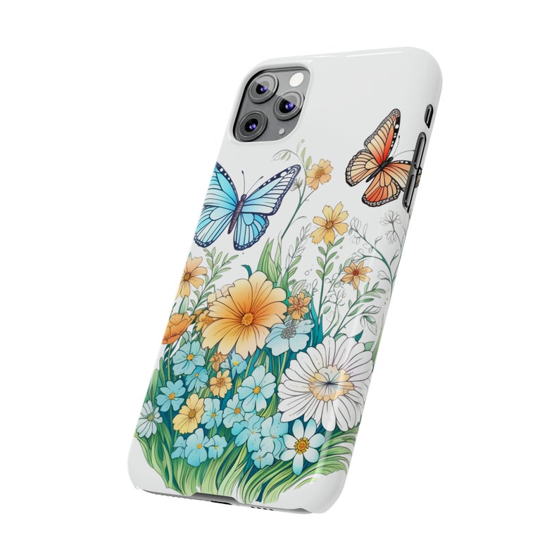 Wildflowers and Butterflies Case for iPhone 11, Beautiful flowers in flowercore colors. Cottagecore, fairycore image 9