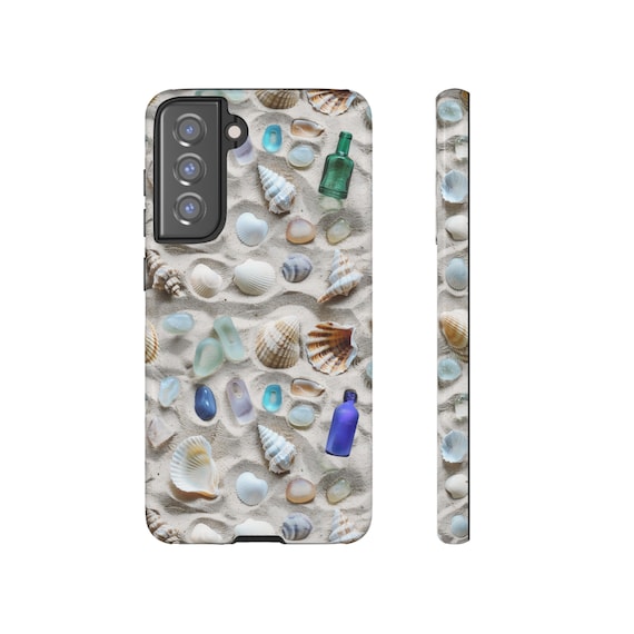 Seashells and Sea Glass Samsung Galaxy S21, S22, S23, S24 Tough Case. Perfect for yourself or your favorite Beach Lover