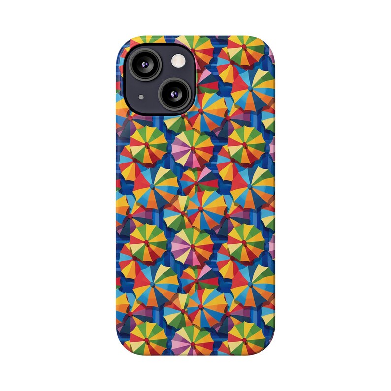 Umbrellas on iPhone 13 Phone Cases. Beach Umbrella, Umbrellas in a cool retro effect image 9