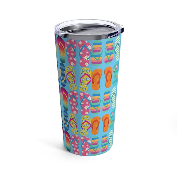 Flip Flops on Blue Background Tumbler 20oz