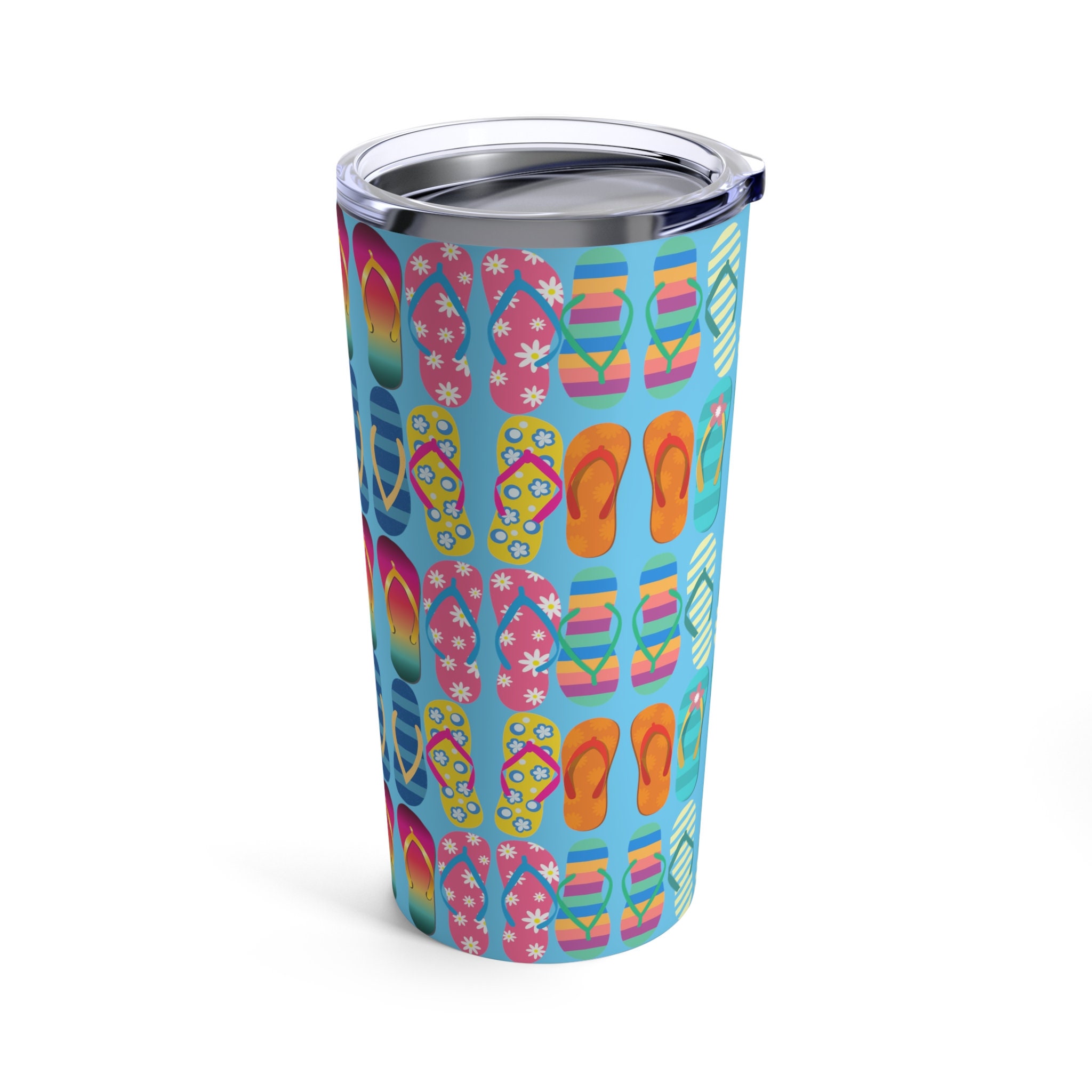 Flip Flops on Blue Background Tumbler 20oz