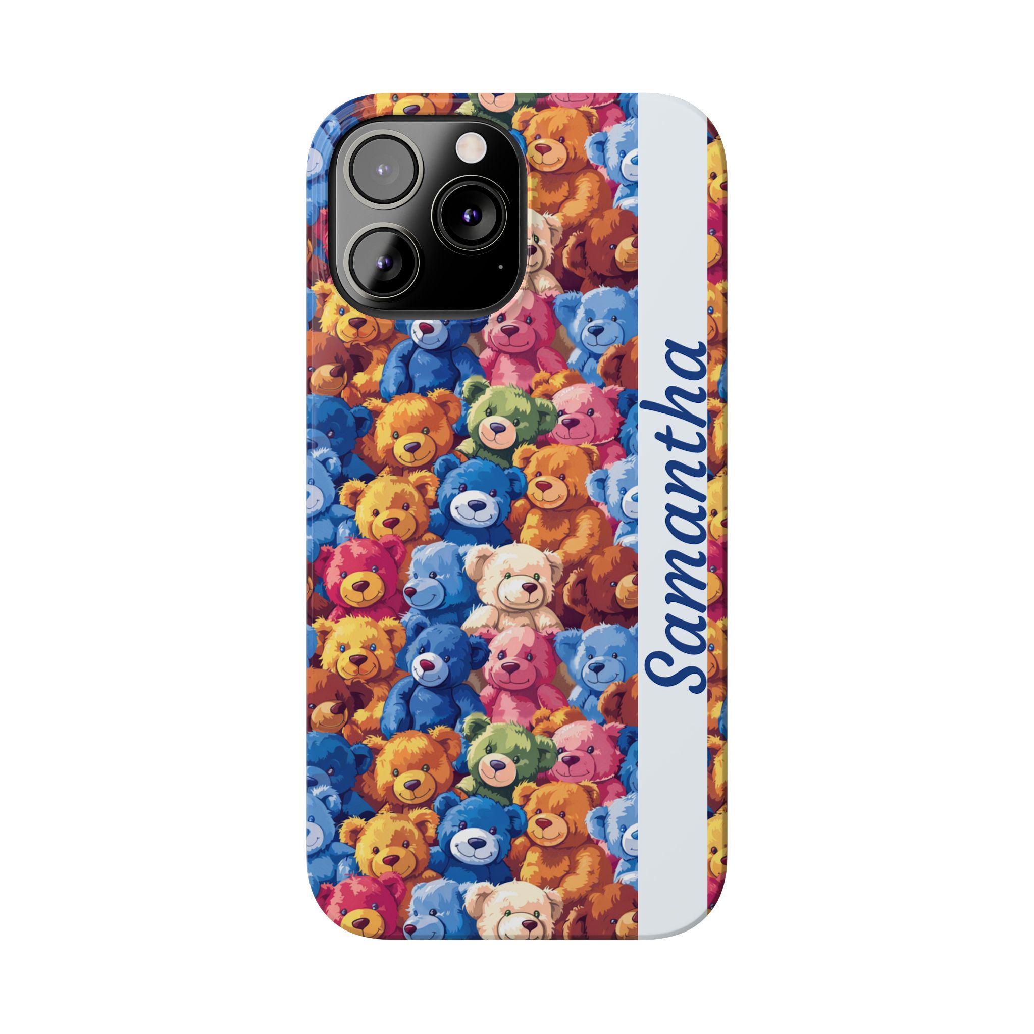 Personalized Adorable Teddy Bears on iPhone 15, iPhone 14 and iPhone 13, iPhone 12 Cases. Custom Teddy iPhone Make this the Perfect  gift.