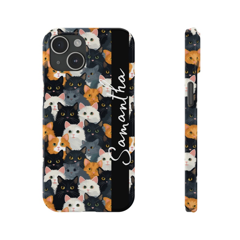 Personalized Cute cats iPhone 15 Phone Cases. These cats and kittens are the Perfect custom gift for your favorite cat lover image 2