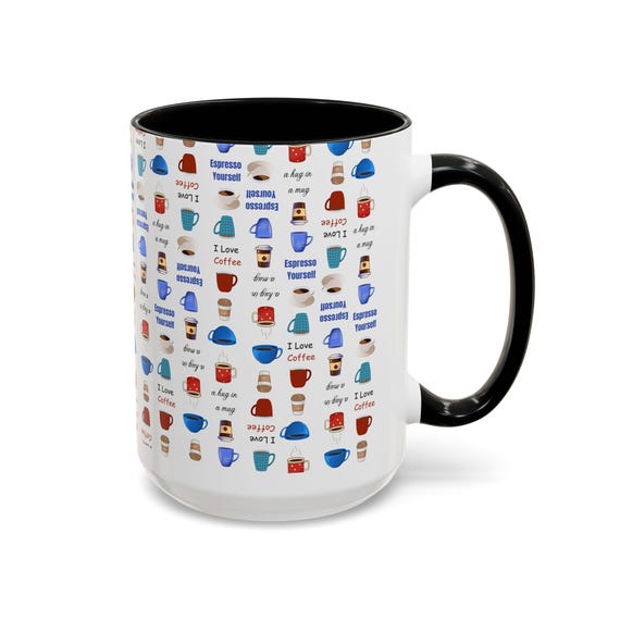 I Love Coffee Ceramic Mugs 15 oz. coffee mug, I love coffee, coffee saying,  good coffee, coffee graphic, gift for mom, gift for coffee lover