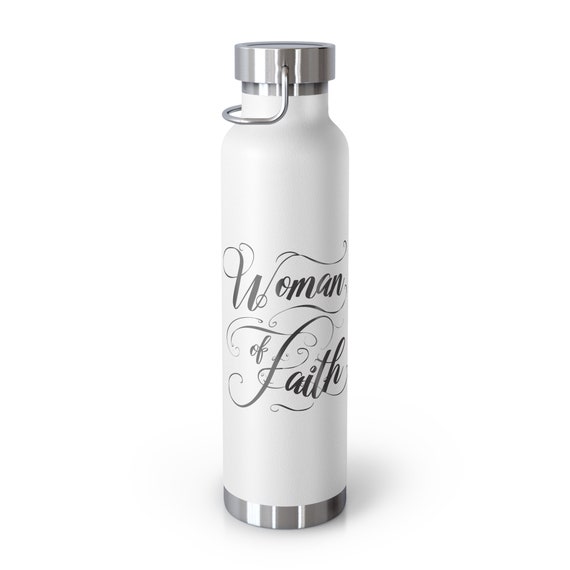 Woman of Faith Copper Vacuum Insulated Bottle, 22oz.  Prayer Warrior, Armor of God, Warrior of Faith, Christian Woman