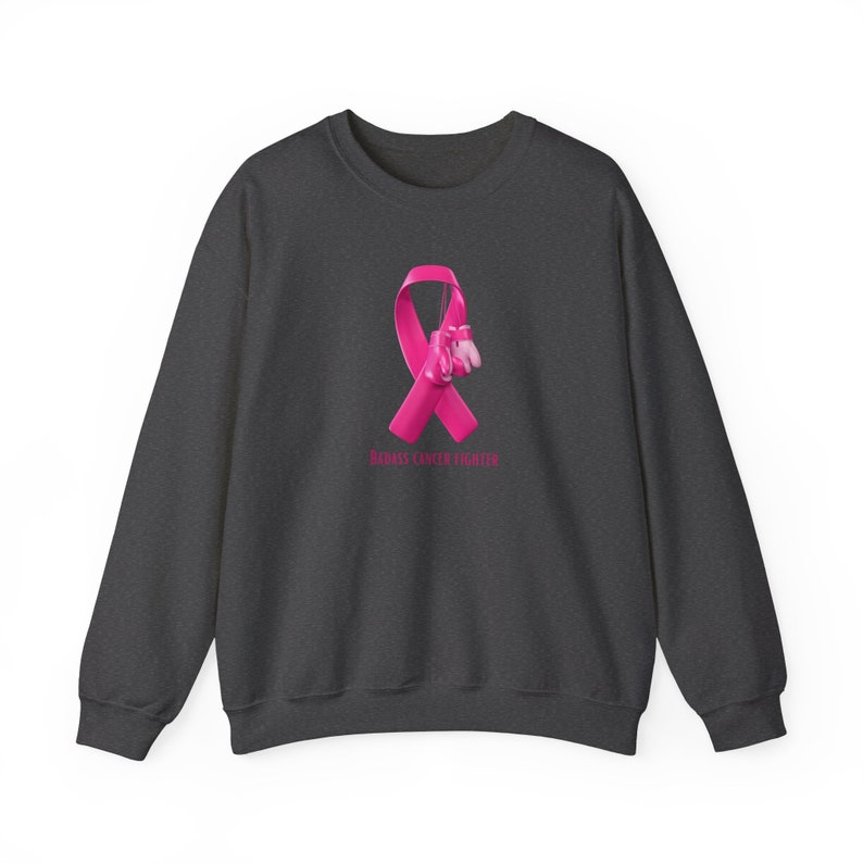 Badass Breast Cancer Fighter Sweatshirt. Cancer awareness Dark Heather