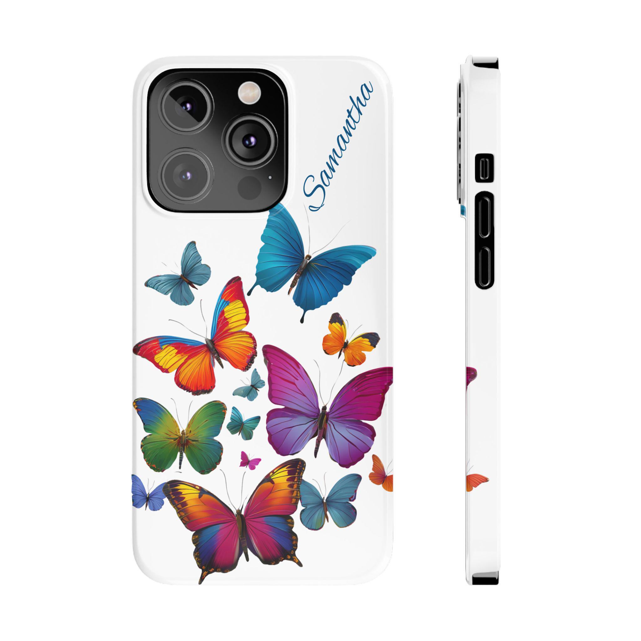 Personalized Watercolor Butterflies iPhone 16, Phone 15, iPhone 14, iPhone 13, iPhone 12, Butterfly Gifts, Butterfly, Butterfly iPhone