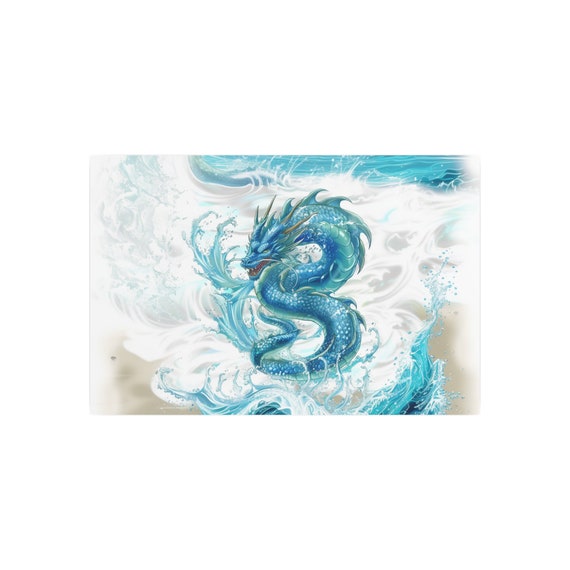 Water Dragon in the Surf Metal Art Sign. Perfect gift for fantasy, gaming enthusiast