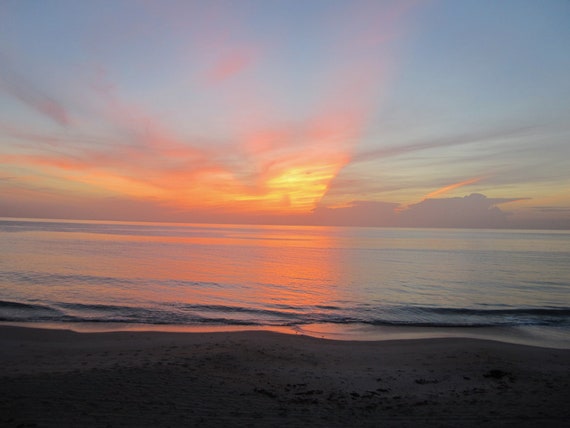 Orange Sunset over Central Florida Beach