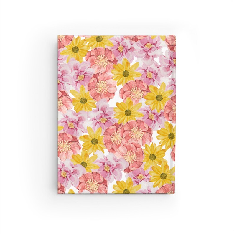 Pink and Yellow Flowers Blank Journal image 3