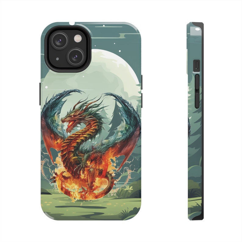 Fiery Dragon iPhone 14 Cases, Knightcore, medieval, Fantasy, Flying Dragon image 3