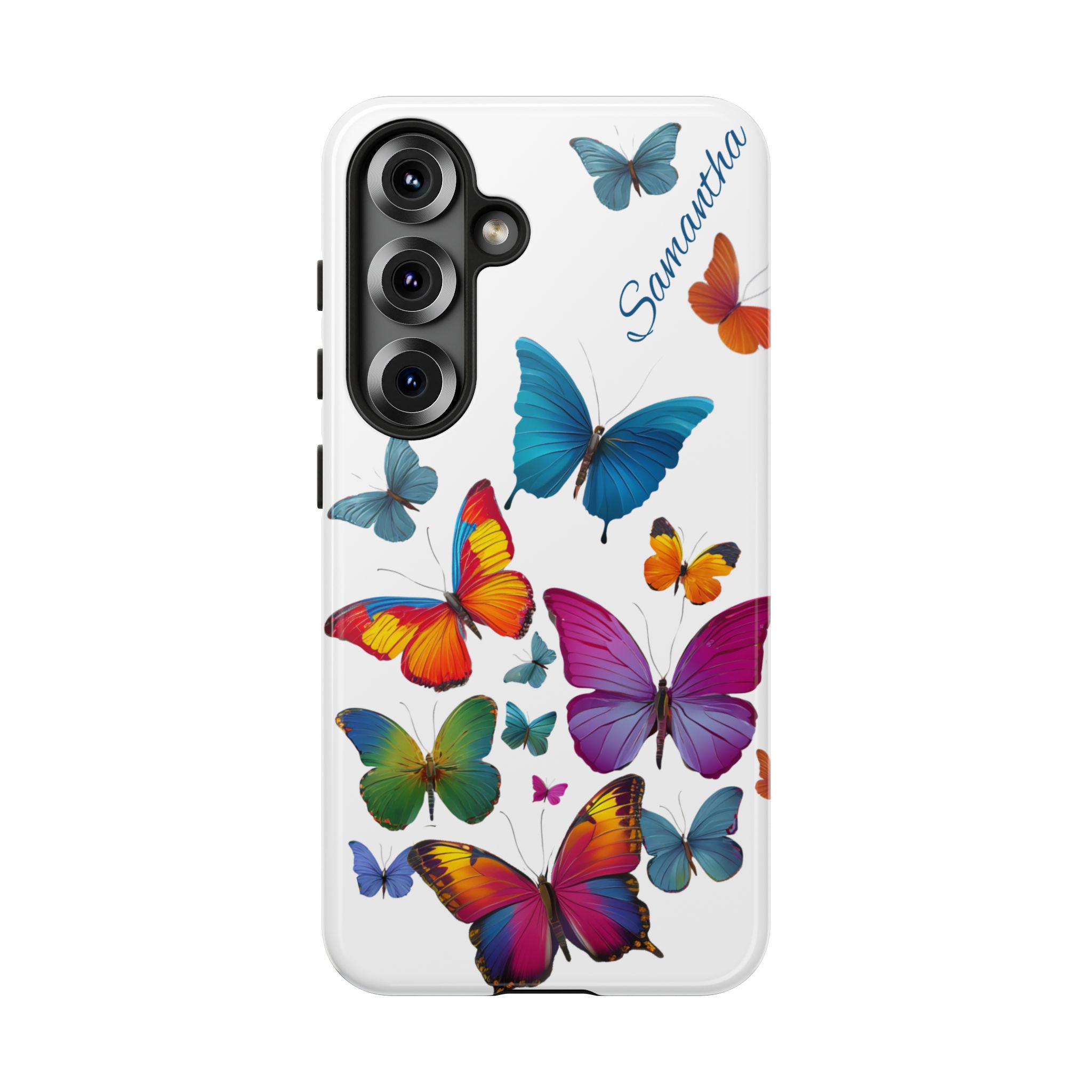 Personalized Watercolor Butterflies Samsung Galaxy S25, S24, S23, S22, S21 phone case. Optional Customization for friends - anyone!