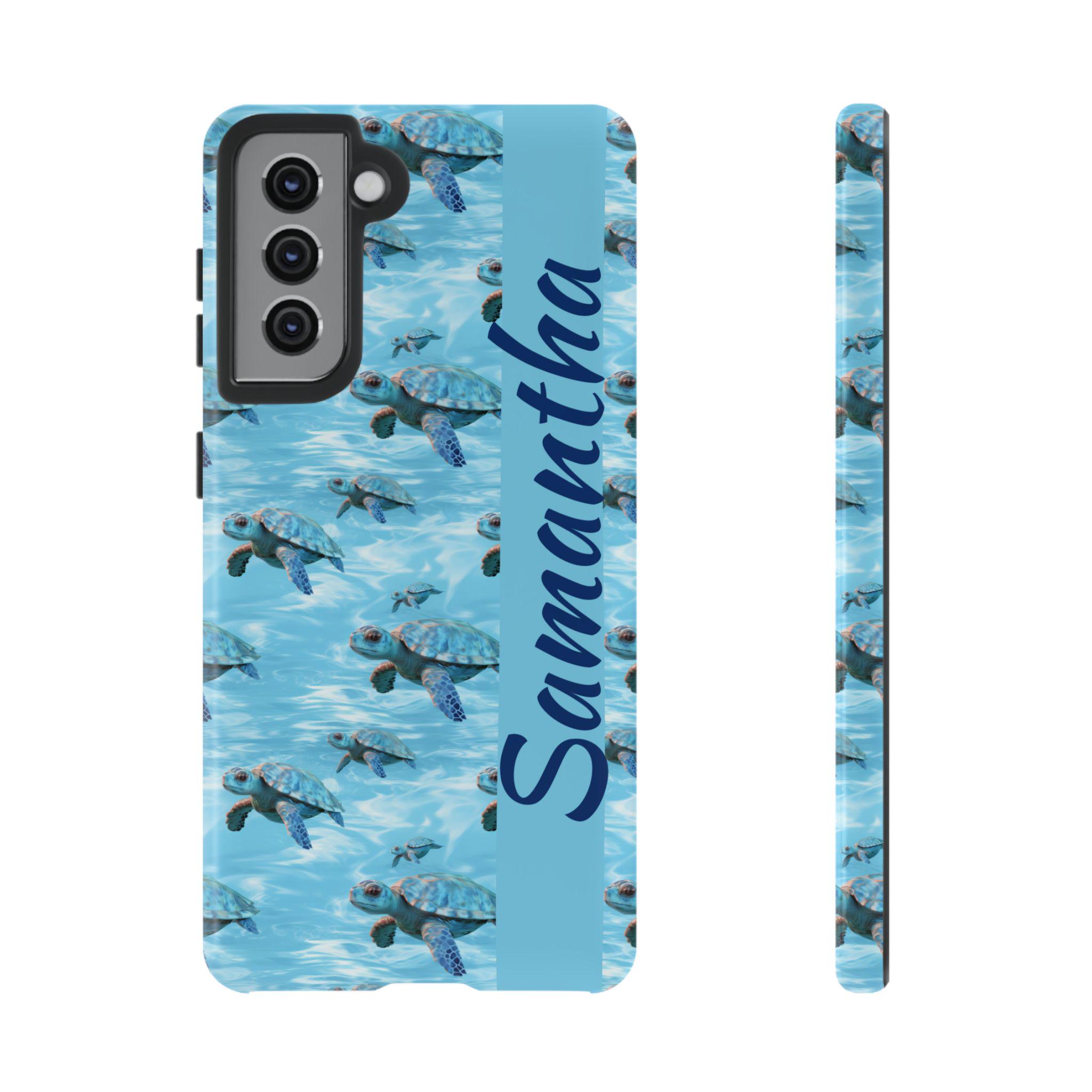 Personalized Baby Sea Turtle Samsung Galaxy S21, S22, S23, S24 phone case. Samsung Case with Cute Sea Turtles.  Beach Lover