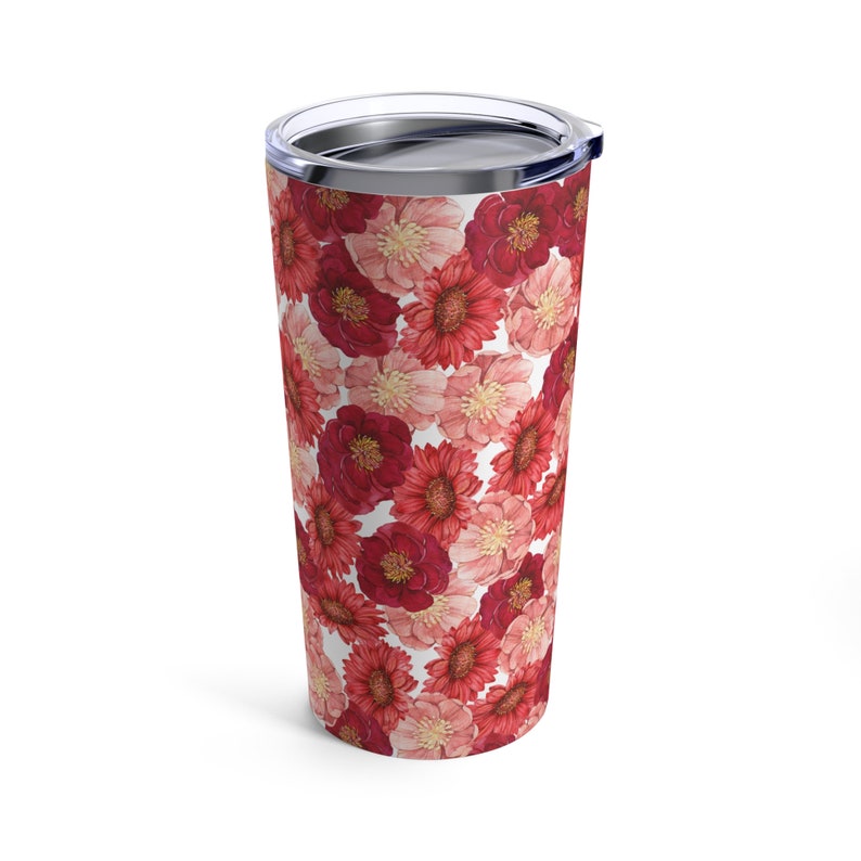 Red and Pink Flowers Tumbler 20oz image 1