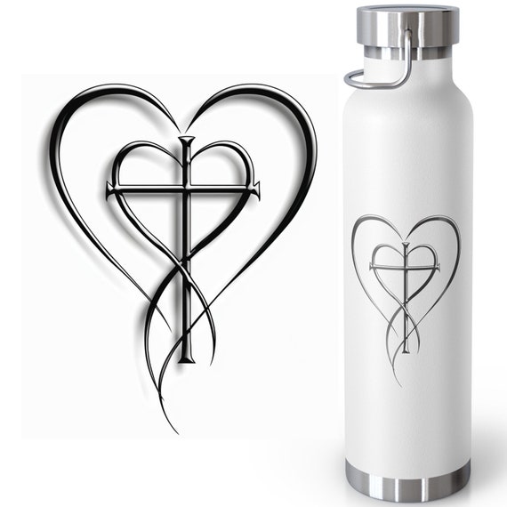 Cross and Two Hearts Copper Vacuum Insulated Bottle, 22oz. This is the perfect gift for your Christian friend, wife, daughter or teacher!