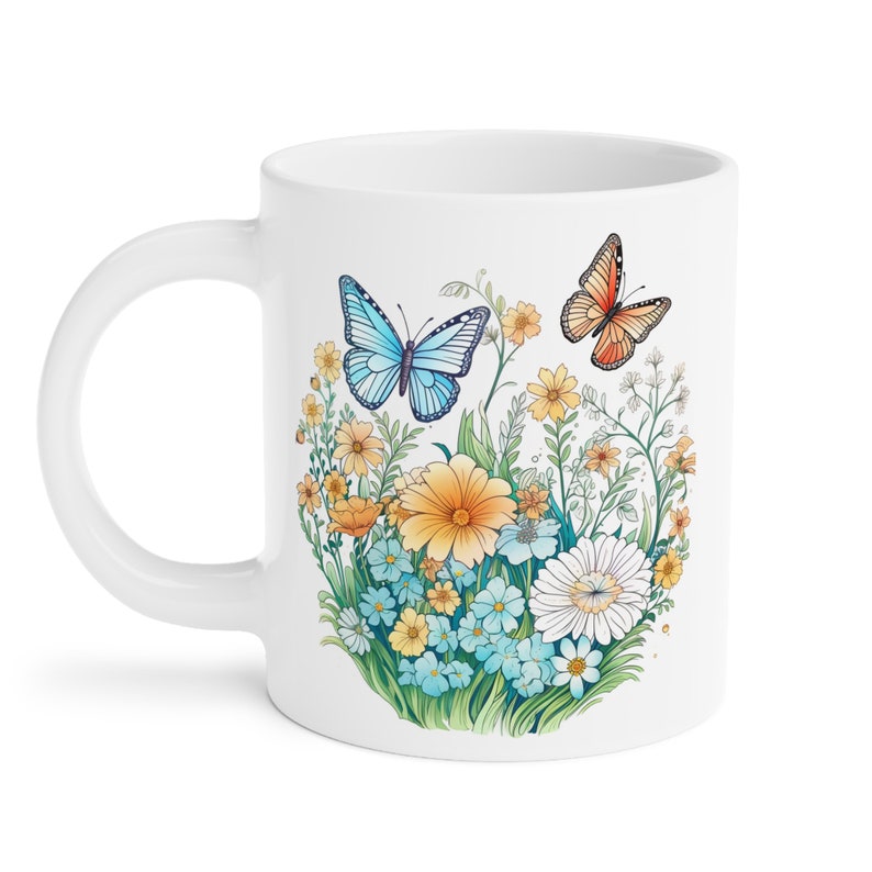 Wildflowers and Butterflies Coffee cup 15/20 oz. Amazing flowers in beautiful Flowercore colors image 3