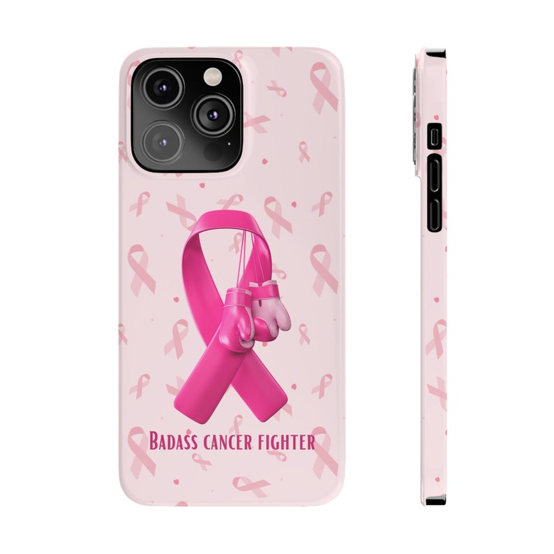 Badass Breast Cancer Fighter iPhone 14 Phone Cases, cancer fighter, cancer warrior, cancer encouragement, cancer gift image 7