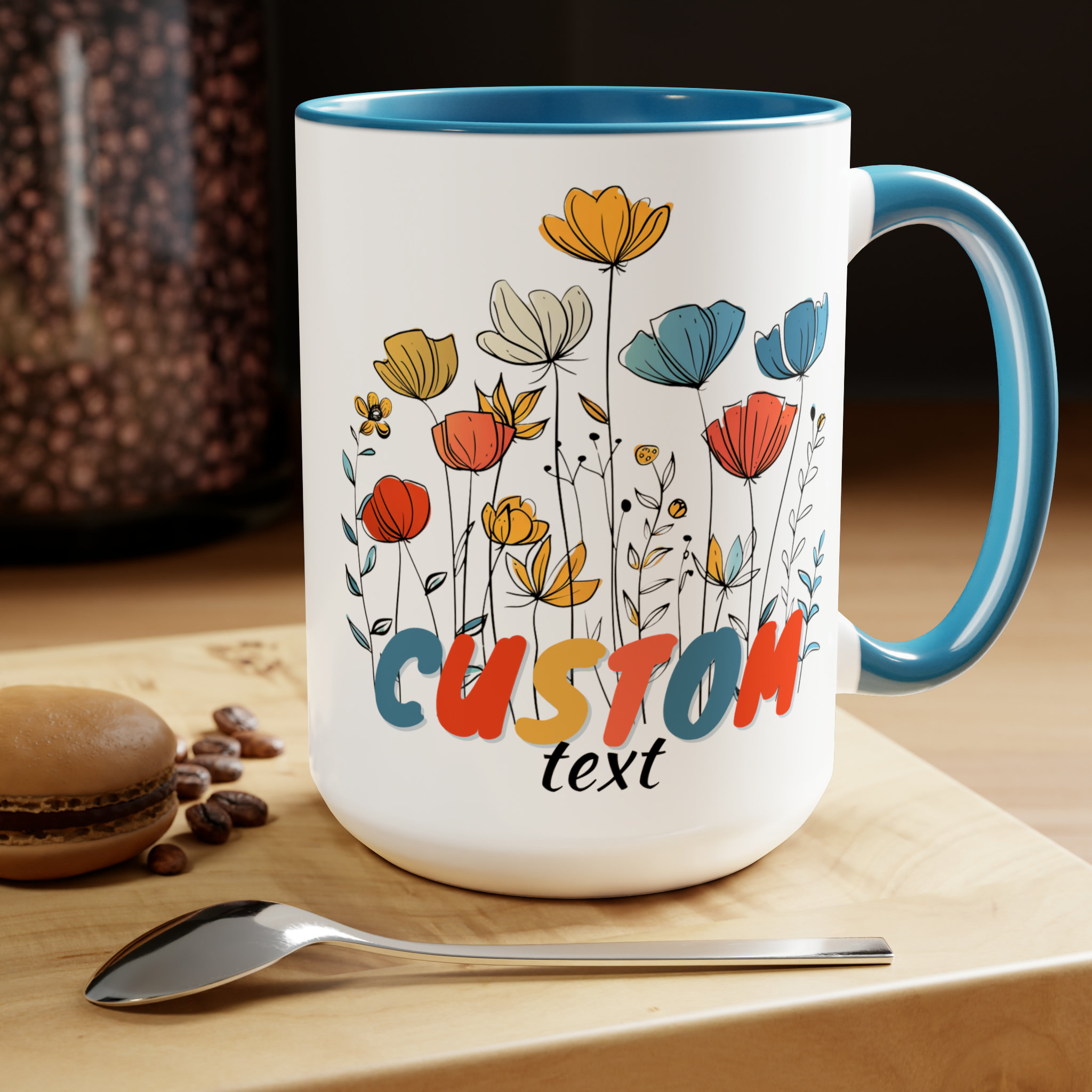 Personalized Wildflower Coffee Cup 15oz. Just add your Custom Title and optional second line to make this a perfect gift! Grandma Cup