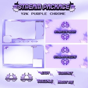 Y2K Twitch Pack Purple |  Twitch overlays |  Twitch Panels